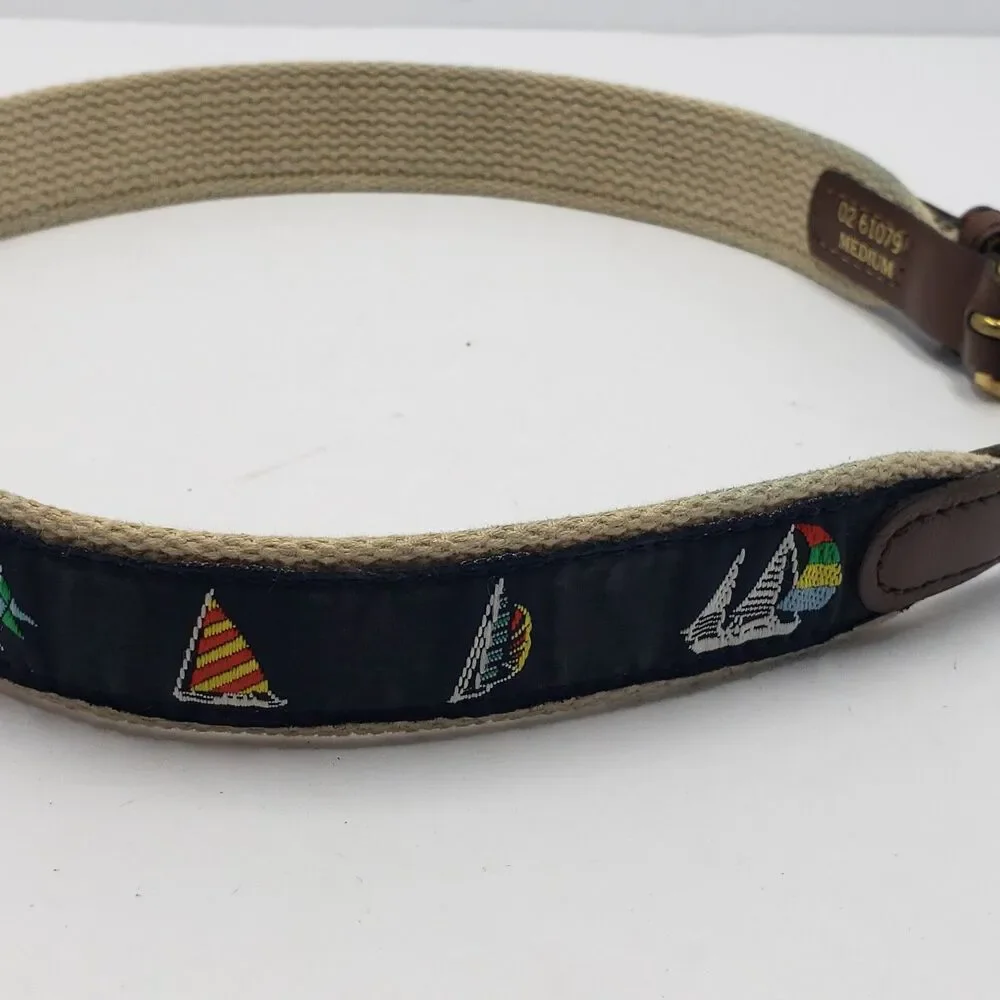 Talbots Kids Belt Size Medium Sailboat Nautical Made in USA 23